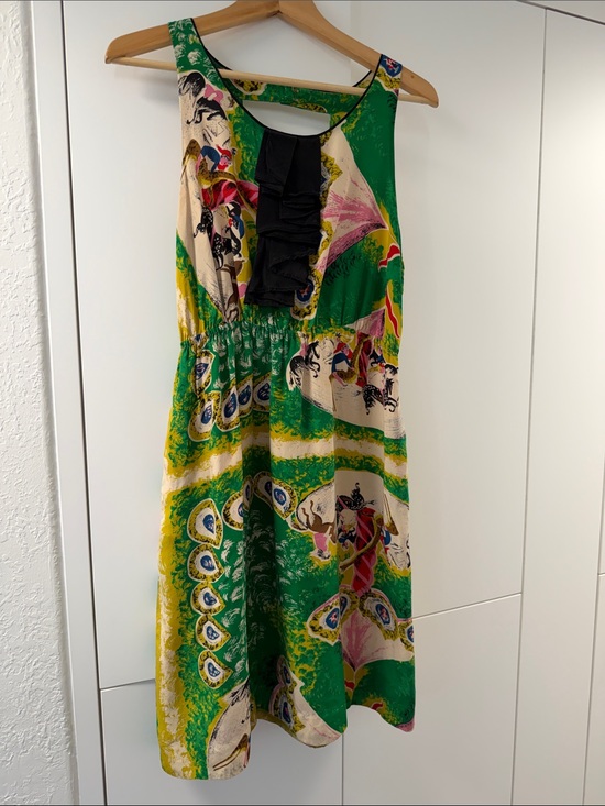 Anthropologie Dresses & Skirts - Anthropologie Moulette Soeurs Green Floral Print Midi Dress with Black Ruffle